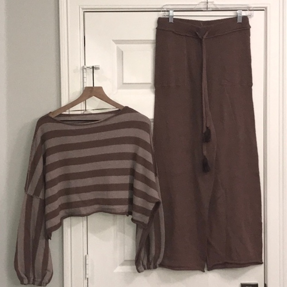 Free People Striped Knit Pants Set